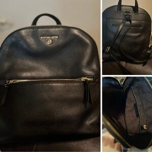 Michael Kors Black Pebbled Leather Backpack